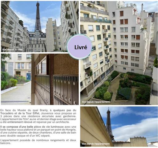 Appartement T3 à vendre  3 pièces - 71,24 m2 PARIS - 75007