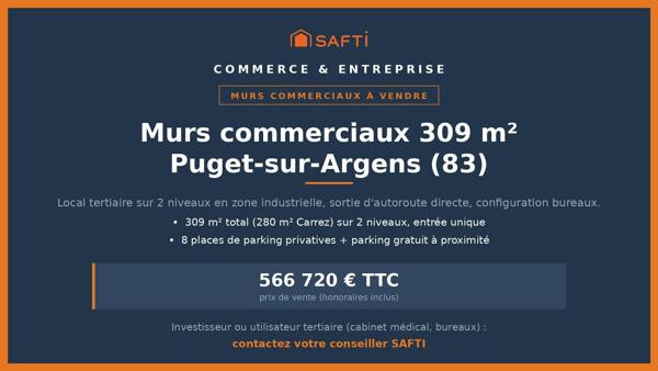 Murs commerciaux de 309 m² (280m² Carrez)
