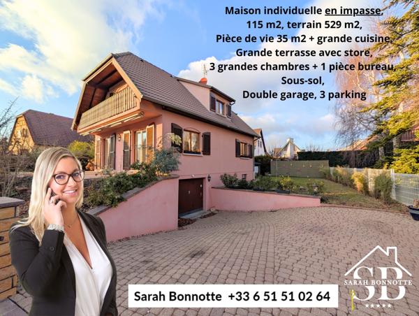 Blotzheim (68730) Maison raffinée, charme et modernité, beau terrain, EN IMPASSE