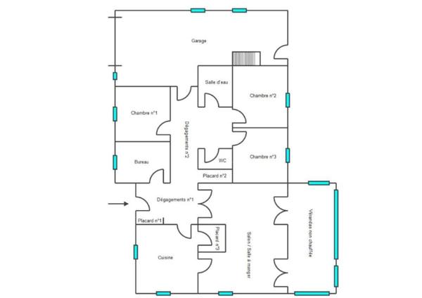 Maison de plain-pied lumineuse – 3 chambres – grand terrain arboré de 3000 m²