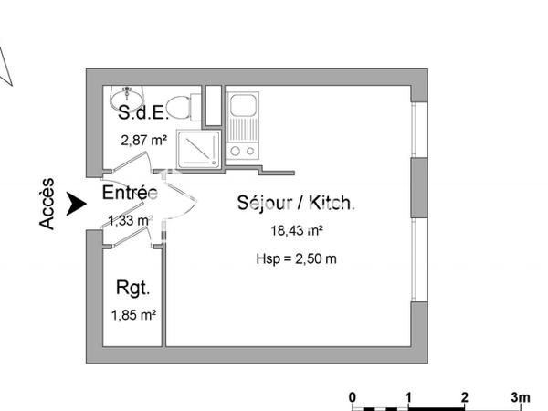 Location Studio 24.48 m² - 14 RUE MAURICE ROLLINAT Limoges 87000