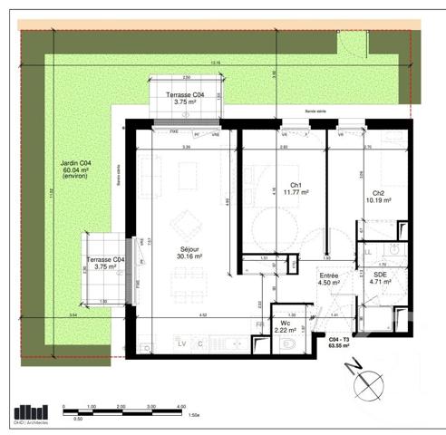 Appartement F3 à vendre  3 pièces - 63,55 m2 DOUVRES LA DELIVRANDE - 14