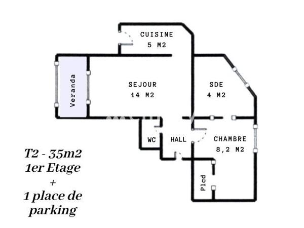 Appartement 2 pièces - 35 m² Exclusivité efficity