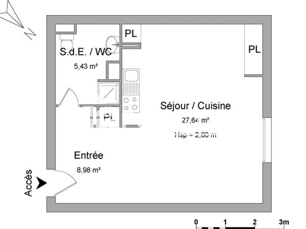 Location Studio 42.05 m² - 16 QUAI AUX VIVRES - E417 Rochefort 17300