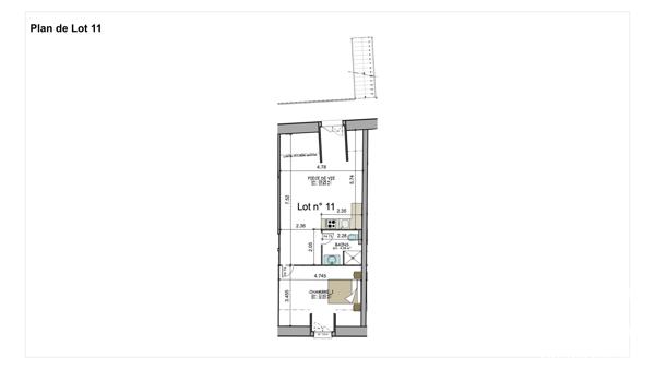 Appartement à vendre 2 pièces 45,97 m² École-Valentin