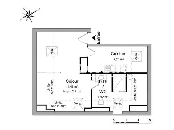 Location Studio 28.65 m² - 4 AVENUE DE FONTAINEBLEAU Ponthierry 77310