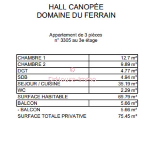 Appartement à vendre 3 pièces de 69 m²