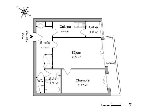 Location Appartement 2 pièces 48.4 m² - PLACE DE GAULLE Challans 85300