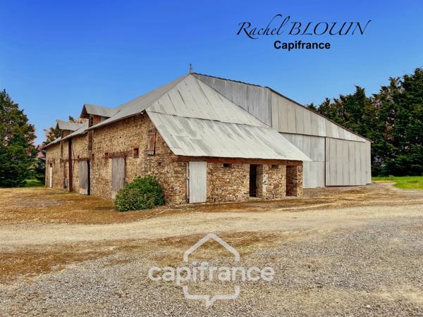 Grande étable en pierre de belle hauteur à rénover 226 m2 au sol sur terrain de 6 760 m2 à MARTIGNE FERCHAUD (35)