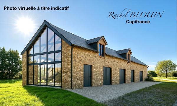 Grande étable en pierre de belle hauteur à rénover 226 m2 au sol sur terrain de 6 760 m2 à MARTIGNE FERCHAUD (35)