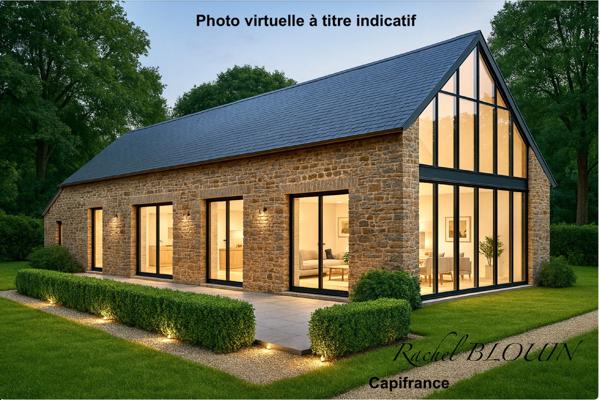 Grande étable en pierre de belle hauteur à rénover 226 m2 au sol sur terrain de 6 760 m2 à MARTIGNE FERCHAUD (35)