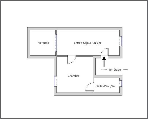 2 pièces au 1er étage avec un jardin privé et cave