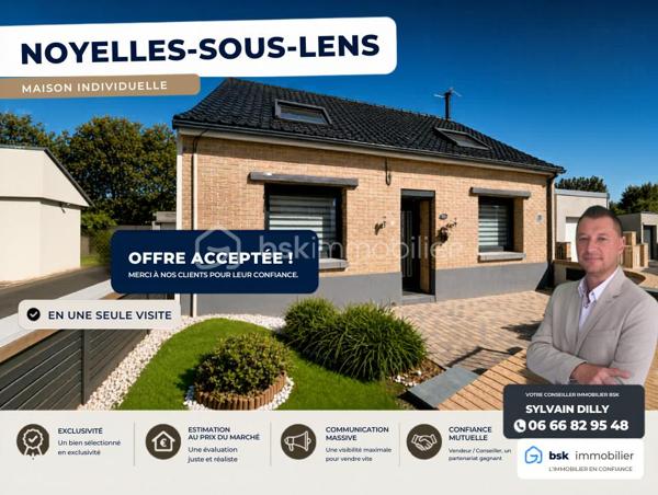 OFFRE ACCEPTEE sans publication.

Deux maisons, une seule opportunité.

À Noyelles-sous-Lens, découvrez un lieu de vie rare où confort, tranquillité et intelligence financière se rencontrent.

La maison principale, impeccablement entretenue, offre des prestations soignées : beaux espaces de vie, 4 chambres, véranda chauffée, triple vitrage, poêle à granulés hydro, aucun travaux à prévoir.

À cela s’ajoute une seconde habitation indépendante de 49 m², parfaite pour accueillir un proche… ou générer jusqu’à 650 € de revenus locatifs par mois.

Une propriété pensée pour vivre mieux, tout en allégeant son crédit.

Terrain arboré de 789 m², garages, environnement calme et sans vis-à-vis.