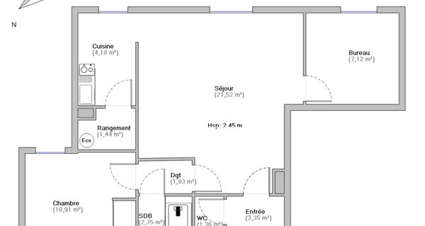 Location Appartement 2 pièces 54.56 m² - Guilherand-granges 07500
