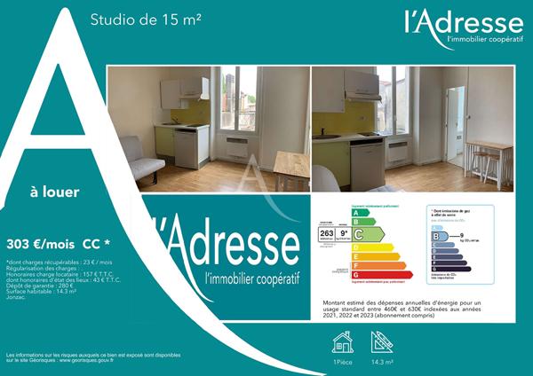 Studio 15 m² - Jonzac Centre Ville