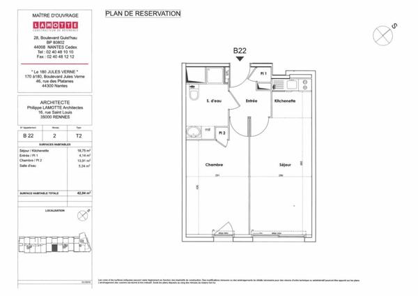 Appartement à louer 2 pièces - 42 m²
