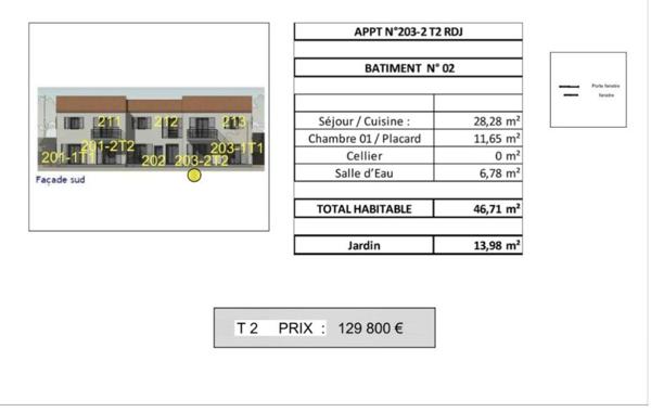VEFA d'un appartement de type 2 avec jardin 