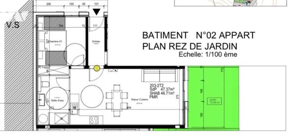VEFA d'un appartement de type 2 avec jardin 