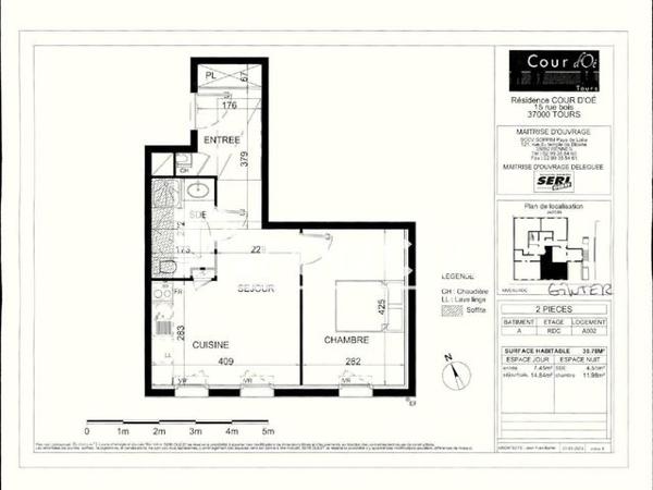 Location Appartement 2 pièces 38.78 m² - 15 RUE BOIS Tours 37000