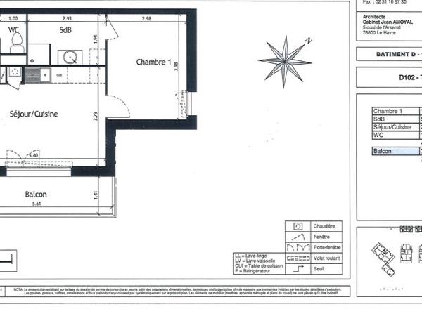 Location Appartement 2 pièces 40.91 m² - 1D rue Simone Veil Deville Les Rouen 76250