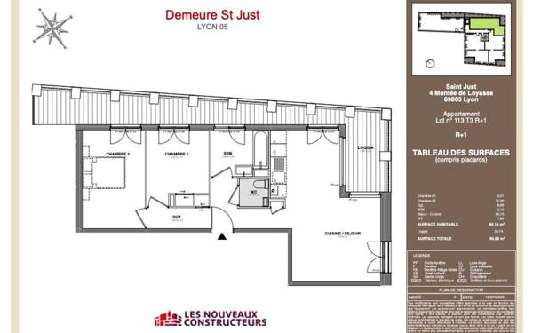 Appartement à vendre    3 pièces • 60,14 m2 Lyon 5