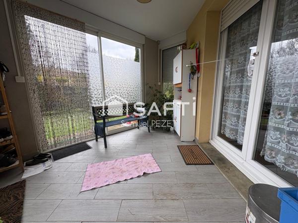 CAZERES - Appartement T3 meublé RDC climatisé, véranda, jardin 150m²