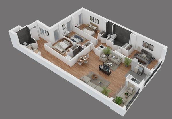 Appartement familial de 6 pièces d’une surface de 118 m² avec loggia et parking en sous-sol