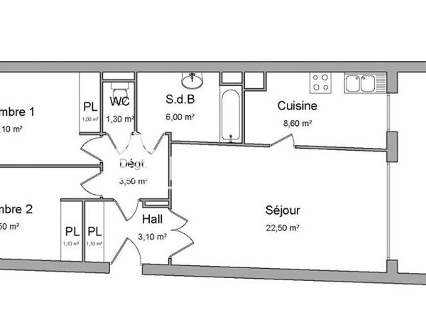 Location Appartement 3 pièces 69.8 m² - LE MURANO Marseille 13002