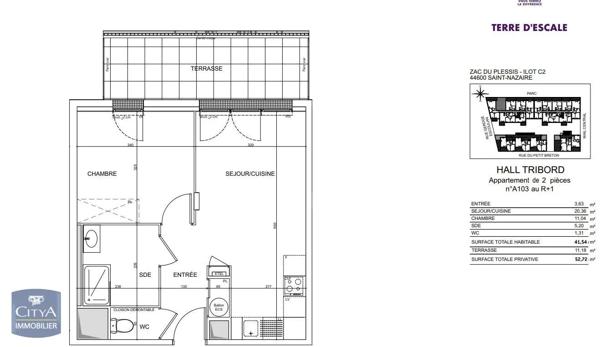 Appartement à louer 2 pièces 41.54m² Saint-Nazaire (44600)