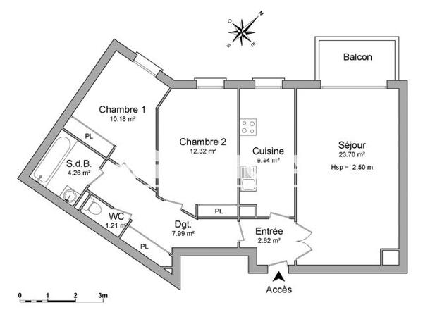 Location Appartement 3 pièces 71.79 m² - 9 AVENUE DES ALLIES Le Plessis Robinson 92350