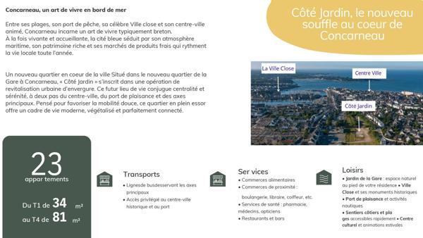 Appartement Concarneau T4 de 81,26 m² dans un programme neuf immobilier proche centre ville .