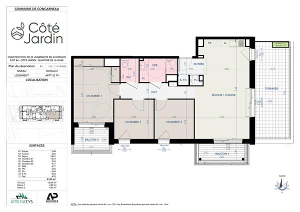Appartement Concarneau T4 de 81,26 m² dans un programme neuf immobilier proche centre ville .