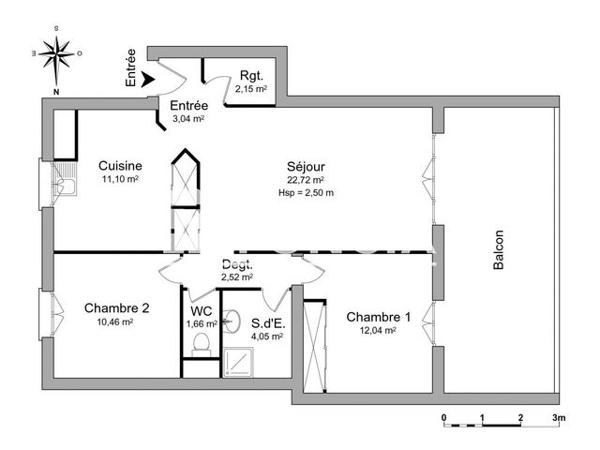Location Appartement 3 pièces 69.74 m² - 206 AV. V.HUGO & 11 RUE RABELA Valence 26000