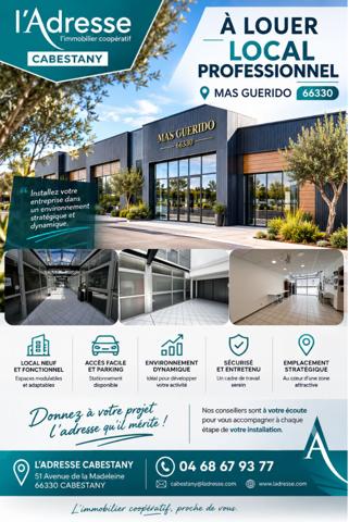 LOUE LOCAL DE 33 M² PROFESSIONNEL COMMERCIAL OU BUREAU MAS GUERIDO
