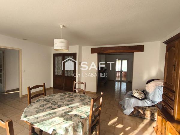 Maison 3 faces, 125m², 3 chambres, garage, sous sol