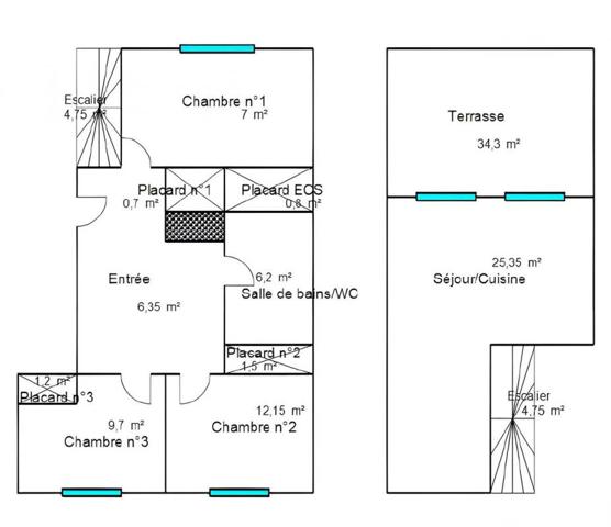 Magnifique T4  en duplex de 71 m² avec terrasse et vue panoramique exceptionnelle de 34 m²