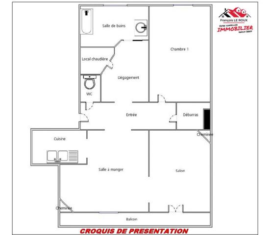 Appartement à vendre 3 pièces de 64 m²