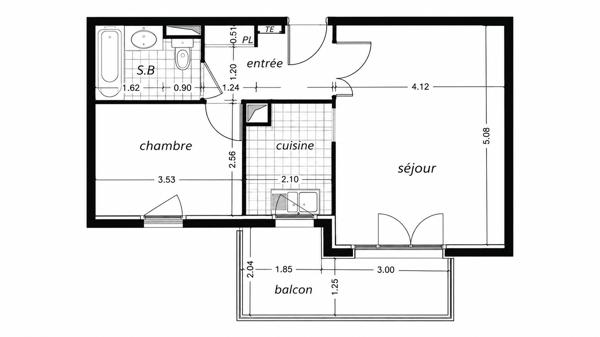 Appartement à vendre 2 pièces 44,3 m² Courbevoie