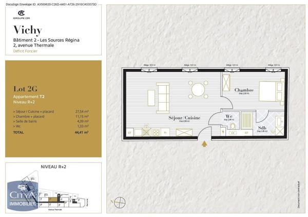 Appartement à louer 2 pièces 44.41m²