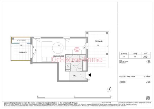 Appartement à louer 1 pièce de 31 m²