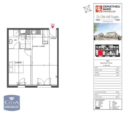 Appartement à louer 2 pièces 42.45m²