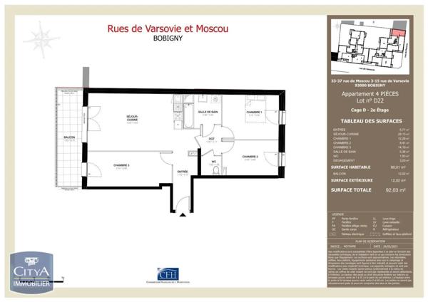 Appartement à louer 4 pièces 80.01m² Bobigny (93000)