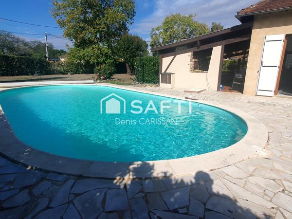 Périgourdine 5 pièces + piscine + garage double + carport