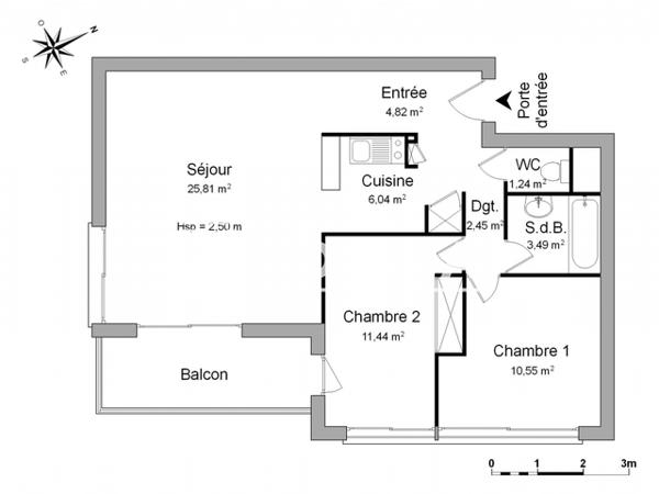 Location Appartement 3 pièces 65.84 m² - LES DEUX TOURS 3 - F105 - 9 RUE MONTAIGNE La Rochelle 17000