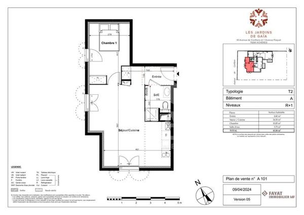 Appartement 2 pièces 45m2 - Centre ville