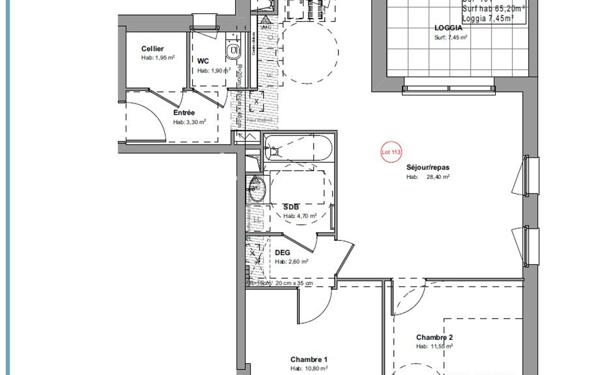 Appartement à vendre    3 pièces • 65,20 m2    La Baule-Escoublac