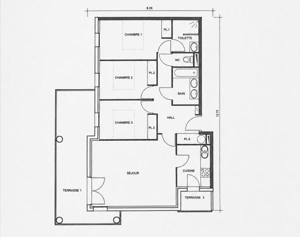 Roseraie  - T4 de 81 m² avec terrasse de 20 m², piscine et 2 places boxés