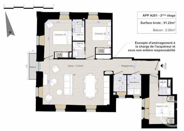 Appartement F4 à vendre  4 pièces - 91,22 m2 CHAMONIX MONT BLANC - 74