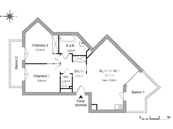 Location Appartement 3 pièces 65.27 m² - 27 CHEMIN VIEUX Thonon-les-bains 74200