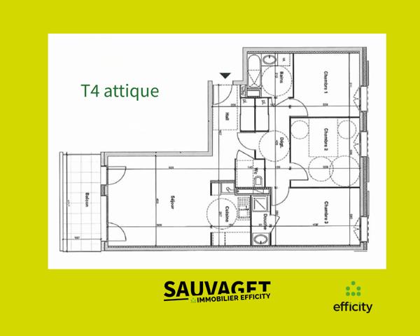 Appartement 4 pièces - 85 m² Exclusivité efficity